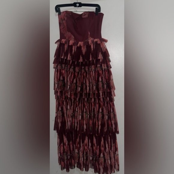Anthropologie Hutch Nalina Strapless Floral Tiered Tulle Maxi Dress NWOT - Picture 4 of 16
